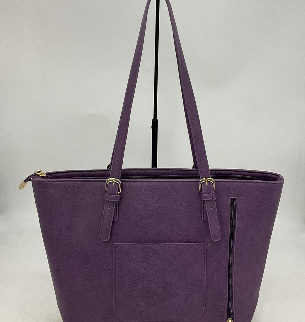 Montana West Purple Leopard Print Faux Leather Tote Bag