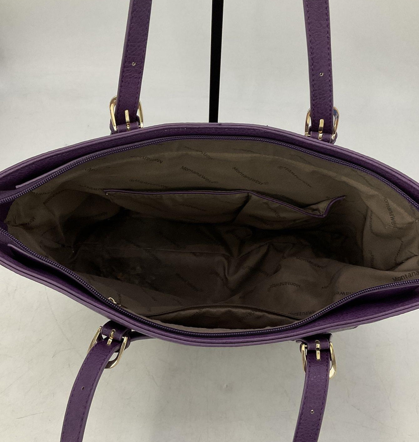 Montana West Purple Leopard Print Faux Leather Tote Bag