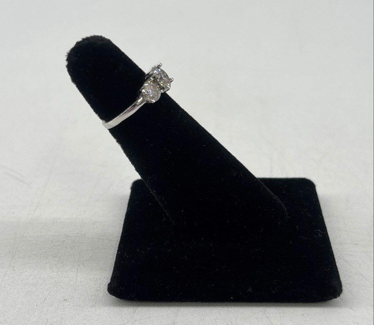 925 Sterling Silver Moissanite Three-Stone Cocktail Ring, Size 4