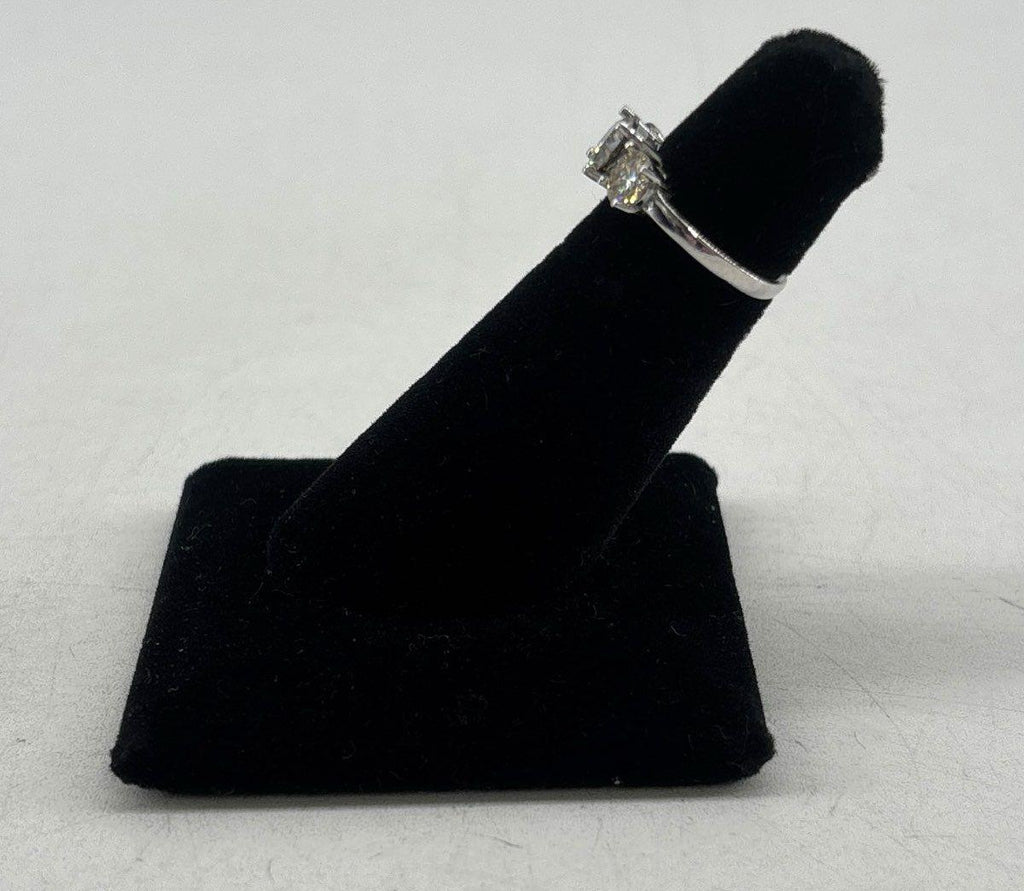 925 Sterling Silver Moissanite Three-Stone Cocktail Ring, Size 4