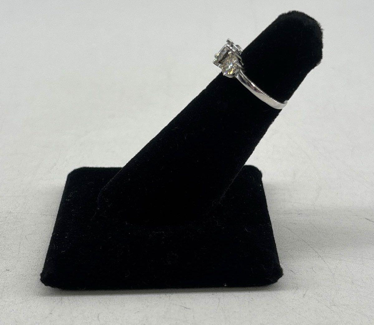 925 Sterling Silver Moissanite Three-Stone Cocktail Ring, Size 4