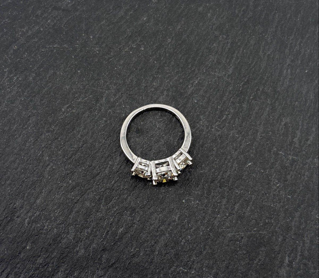 925 Sterling Silver Moissanite Three-Stone Cocktail Ring, Size 4