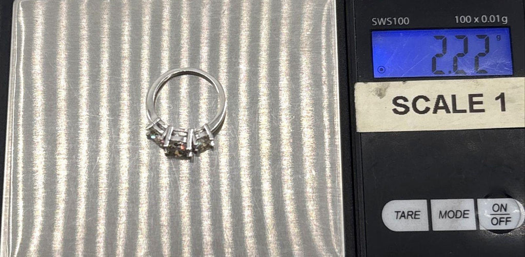 925 Sterling Silver Moissanite Three-Stone Cocktail Ring, Size 4