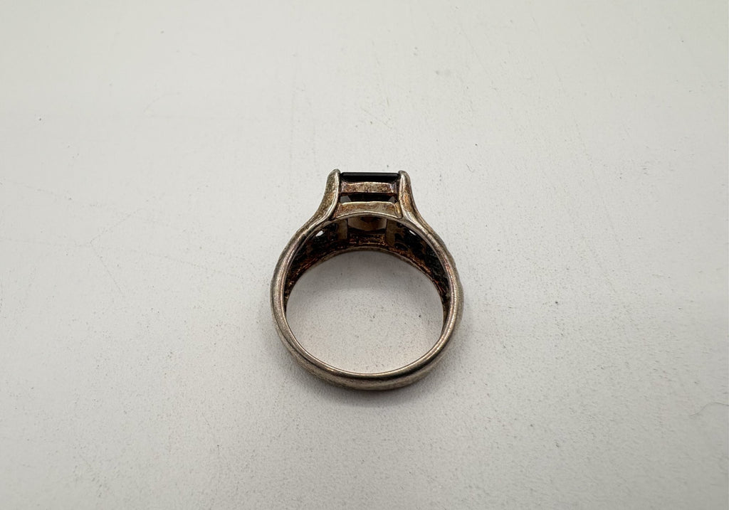 Sterling Silver Smoky Quartz Filigree Ring Size 6.75