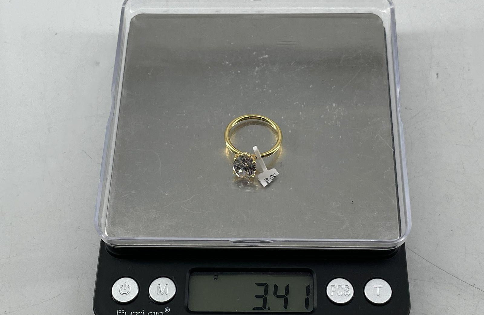 800 Vermeil CZ Ring Size 6.75, 3.4g