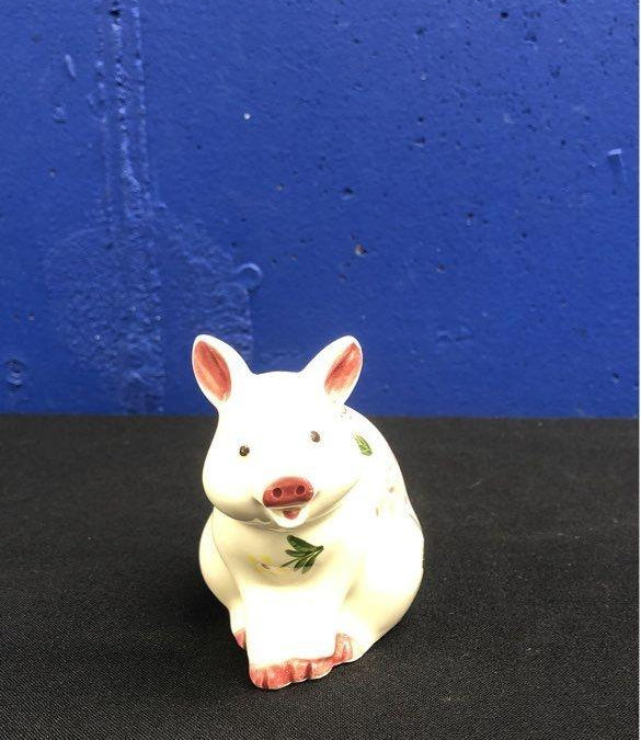 Fitz & Floyd Hand-Painted Floral Pig Toothpick Holder