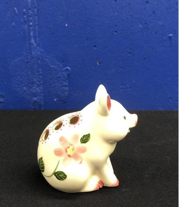 Fitz & Floyd Hand-Painted Floral Pig Toothpick Holder