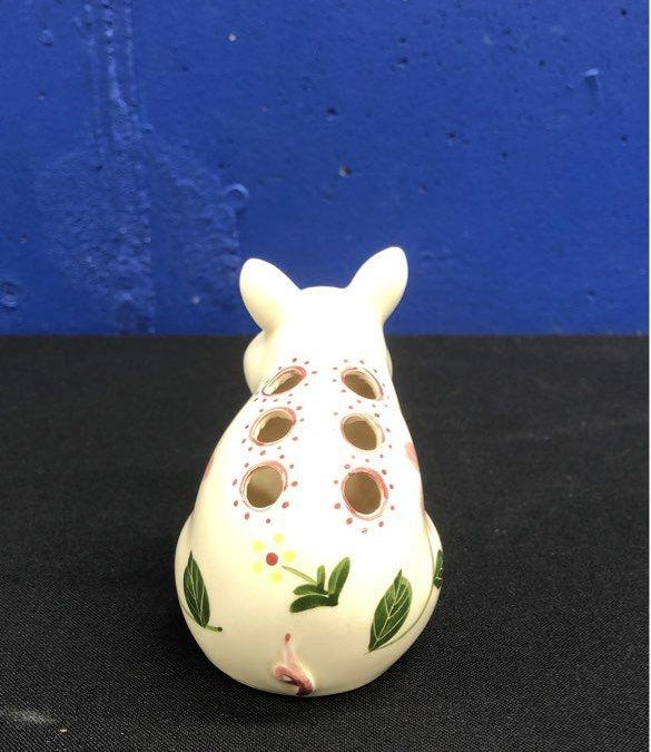 Fitz & Floyd Hand-Painted Floral Pig Toothpick Holder