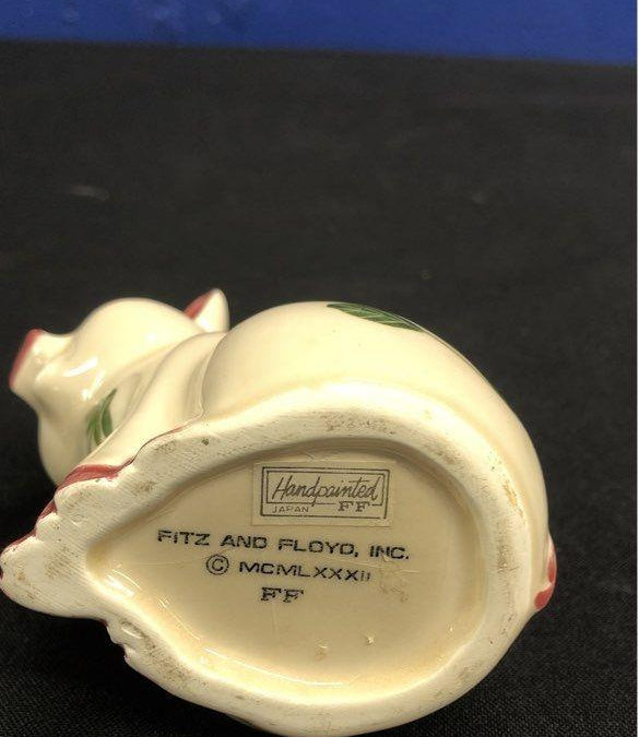 Fitz & Floyd Hand-Painted Floral Pig Toothpick Holder