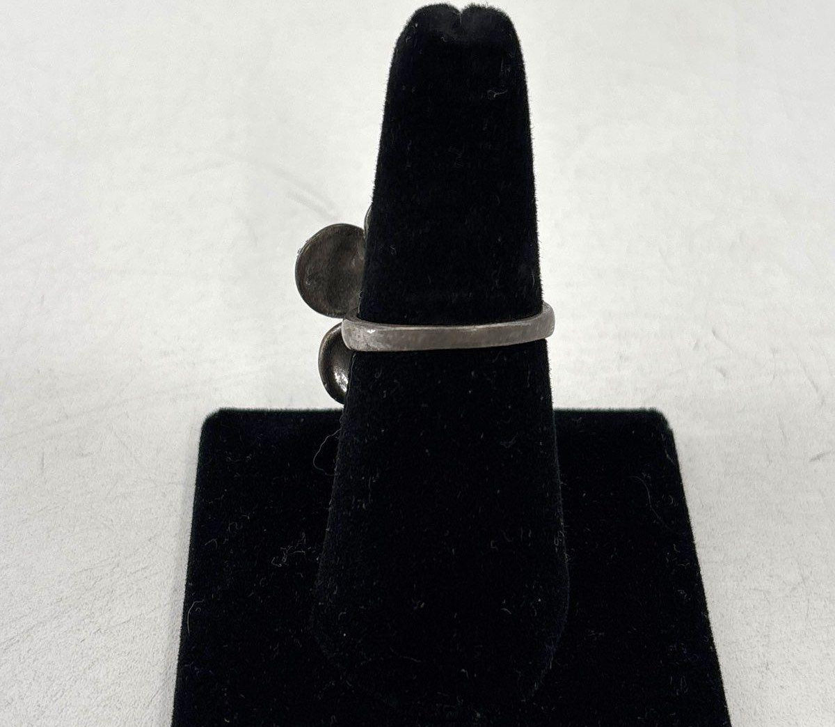 Floral 925 Sterling Silver Statement Rhinestone Ring, Size 7.5