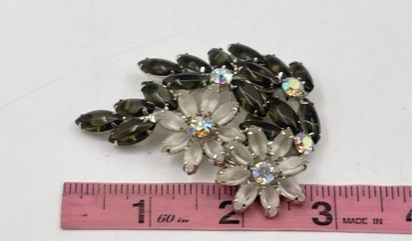 Vintage Aurora Borealis Rhinestone Flower Brooch