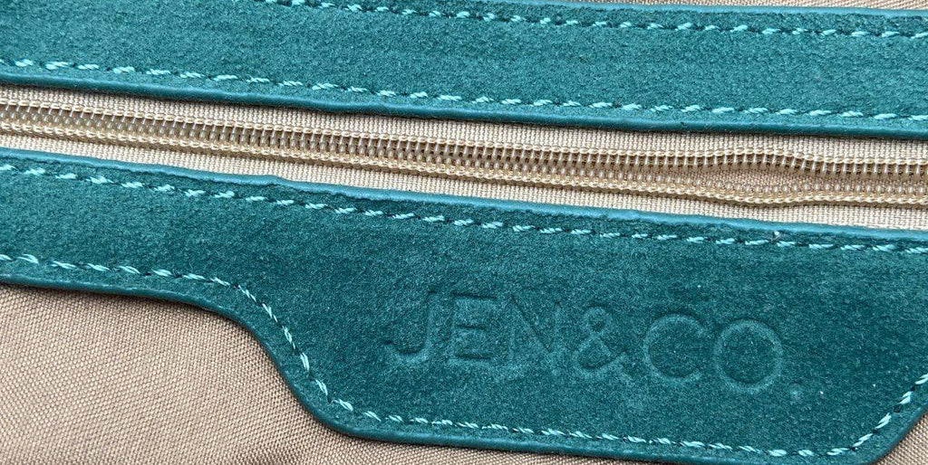 Jen & Co. Green Suede Fringe Shoulder Bag with Woven Strap