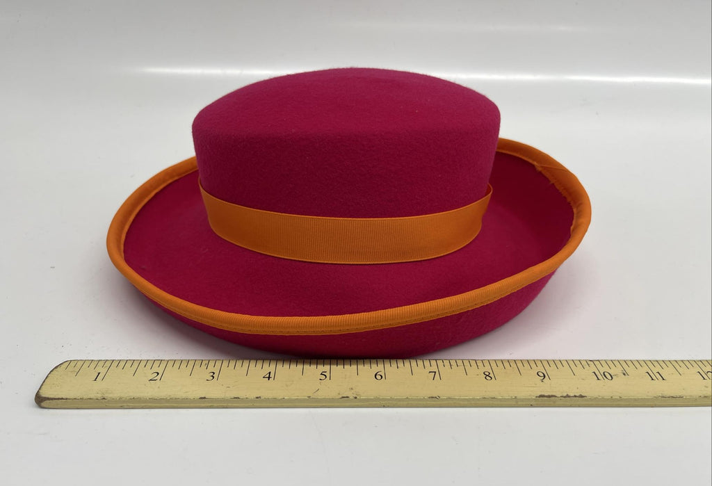 Pink Wool Felt Hat with Orange Ribbon by Bollman Hat Co