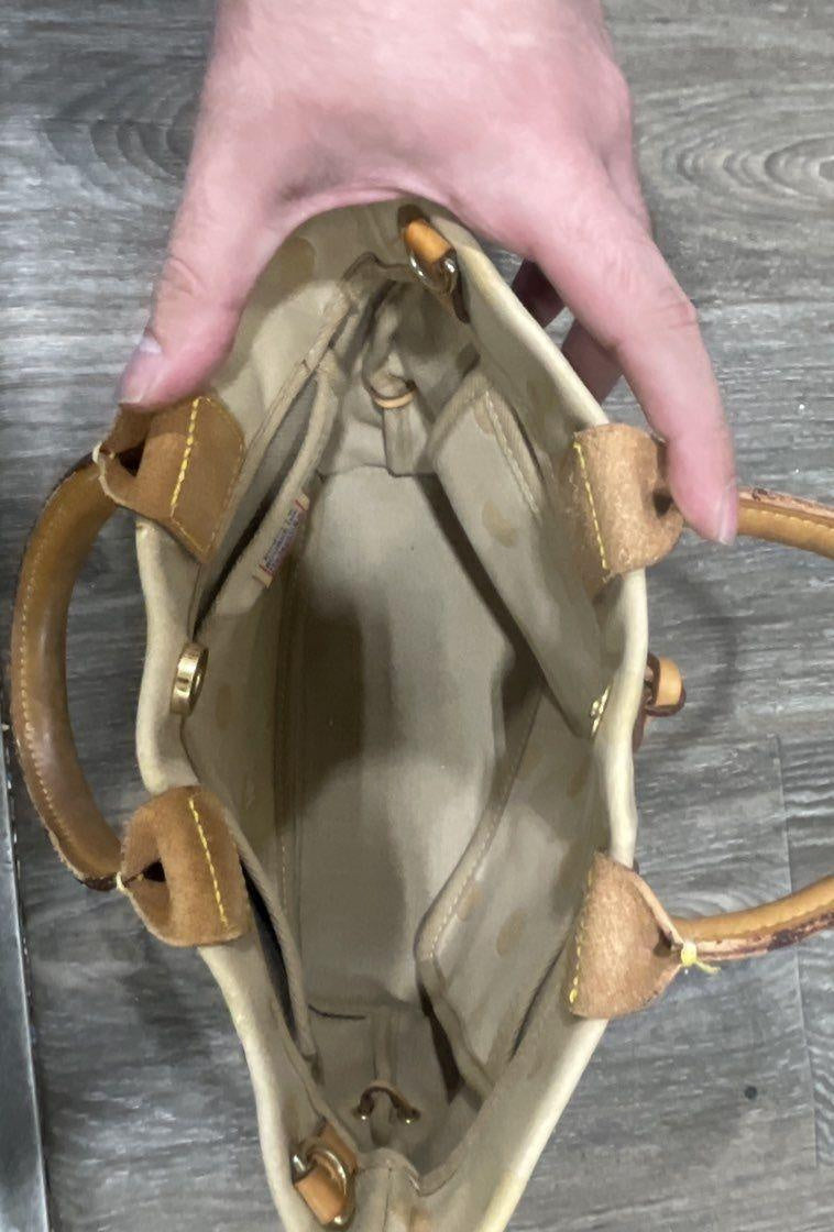 Dooney & Bourke Polka Dot Monogram Canvas Satchel Handbag Tan