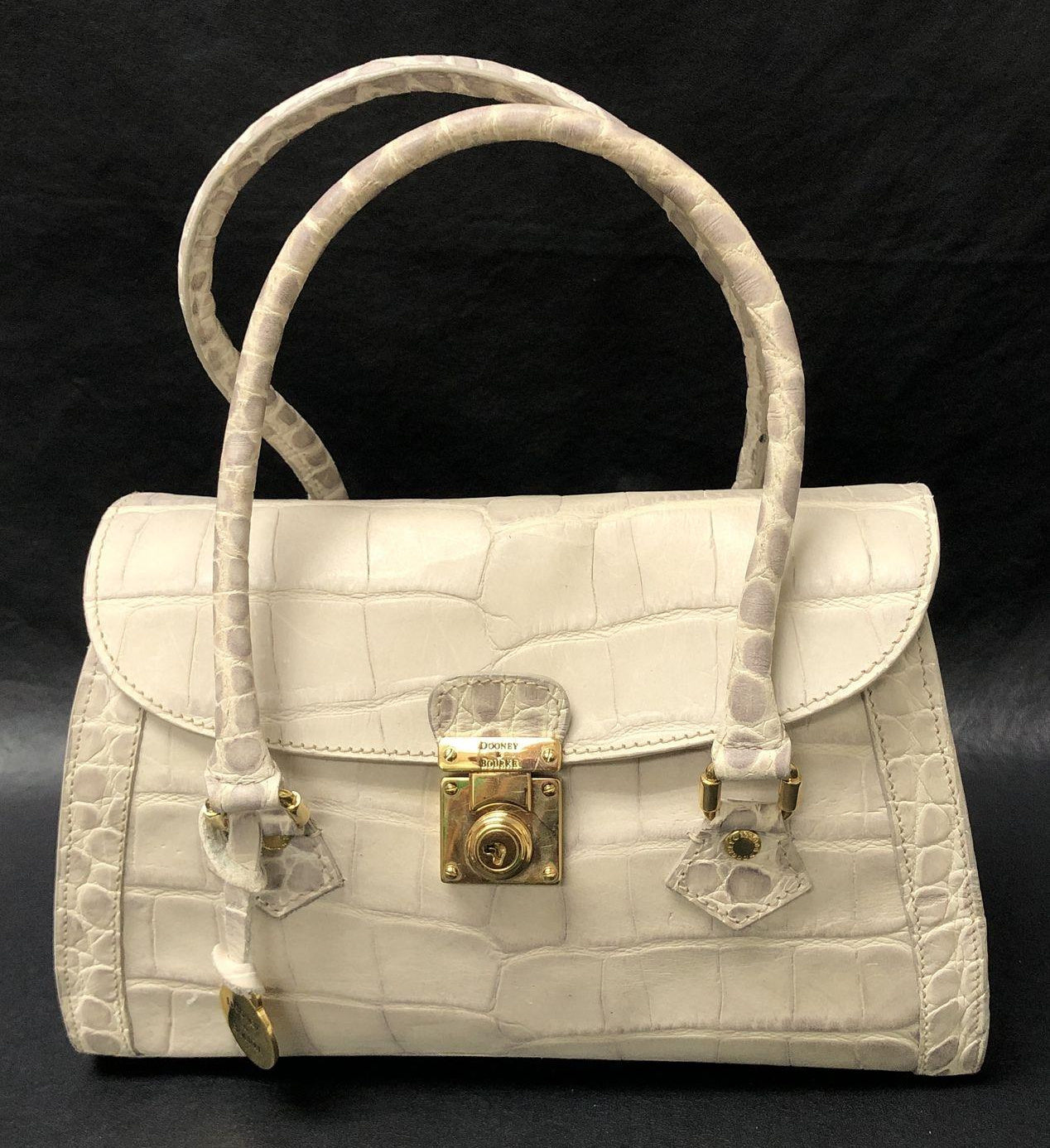 Dooney & Bourke White Croc-Embossed Satchel Handbag