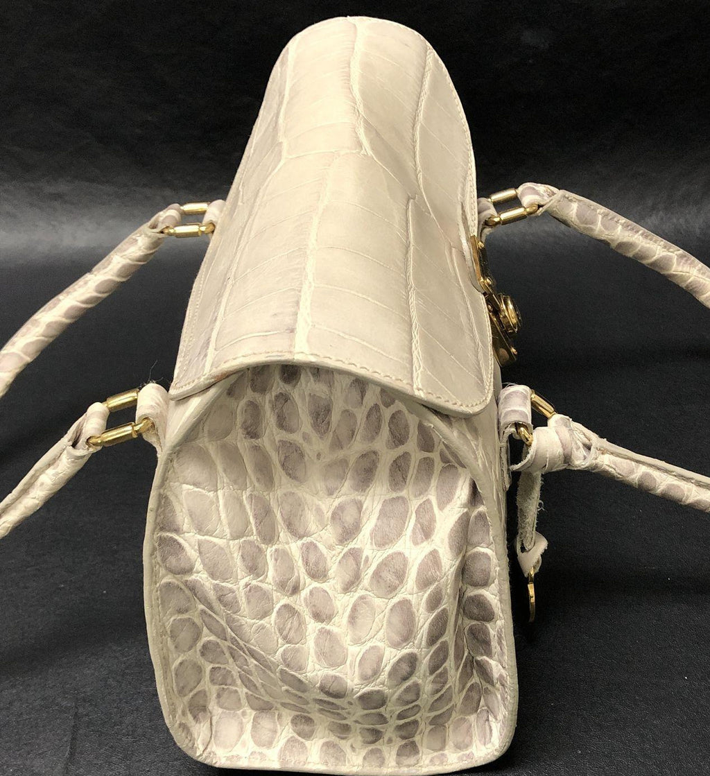 Dooney & Bourke White Croc-Embossed Satchel Handbag