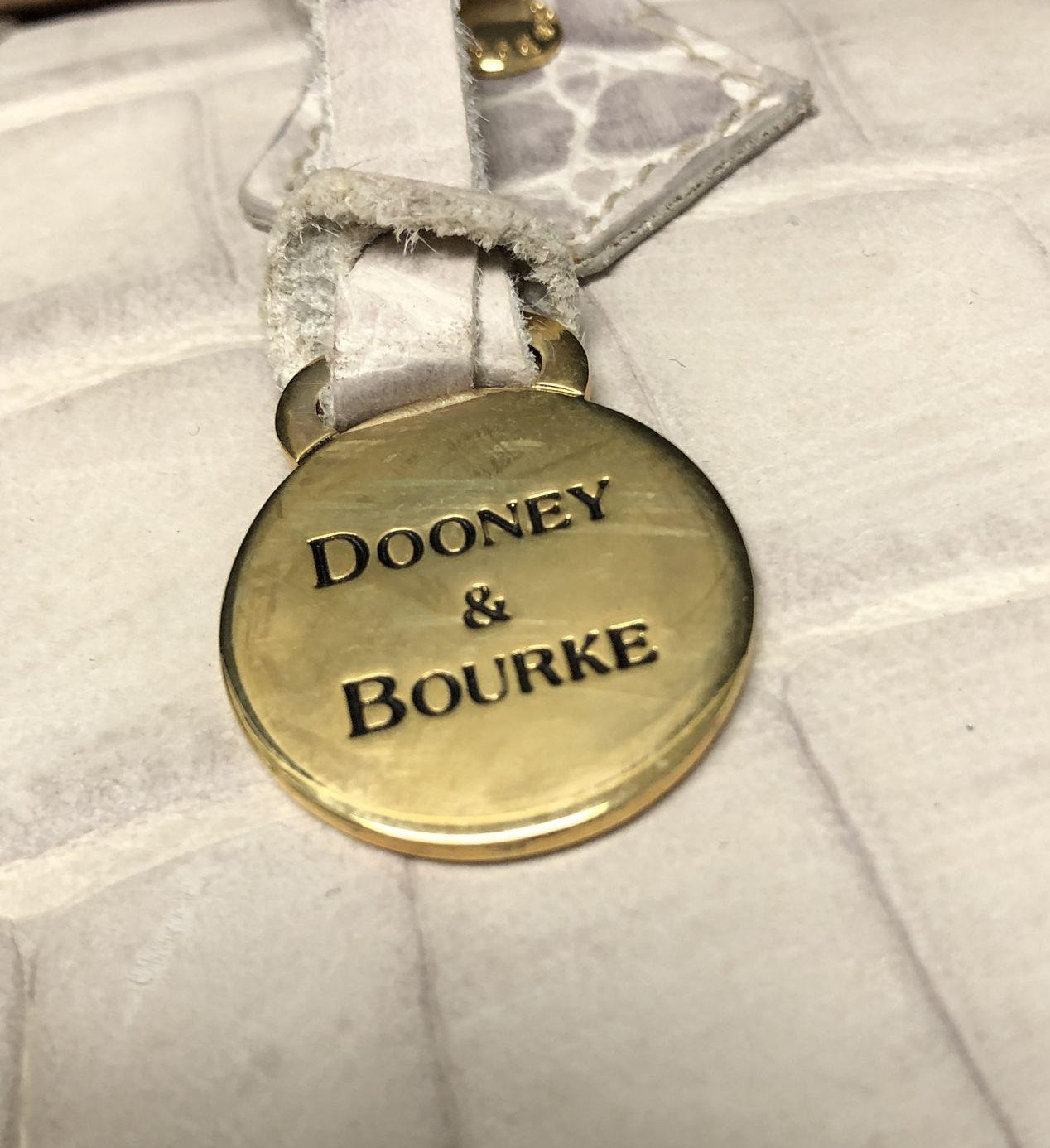 Dooney & Bourke White Croc-Embossed Satchel Handbag