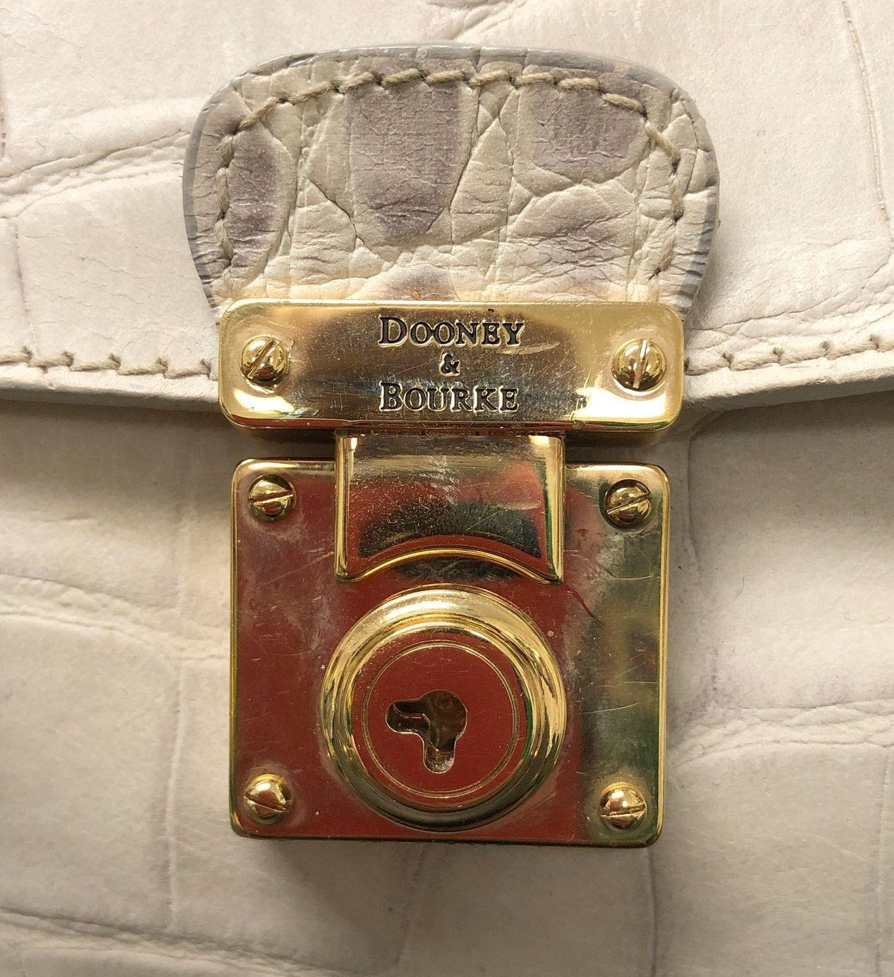 Dooney & Bourke White Croc-Embossed Satchel Handbag