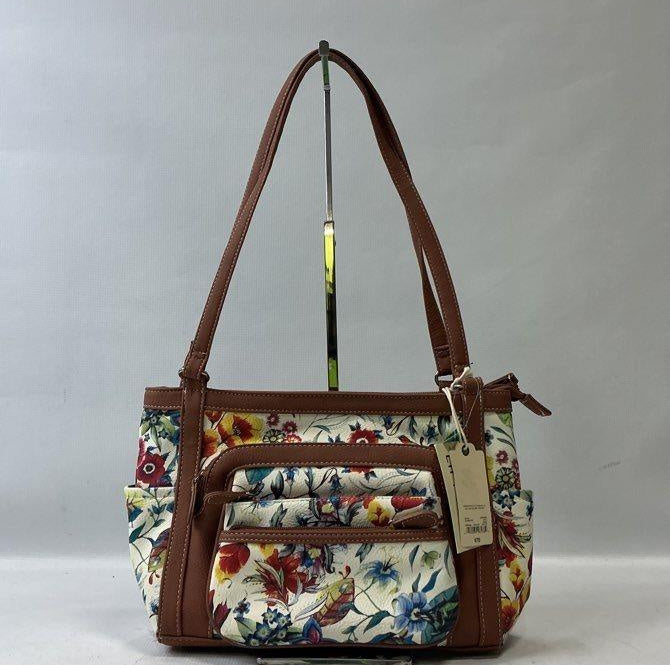 St. John's Bay Floral Print Faux Leather Tote Bag