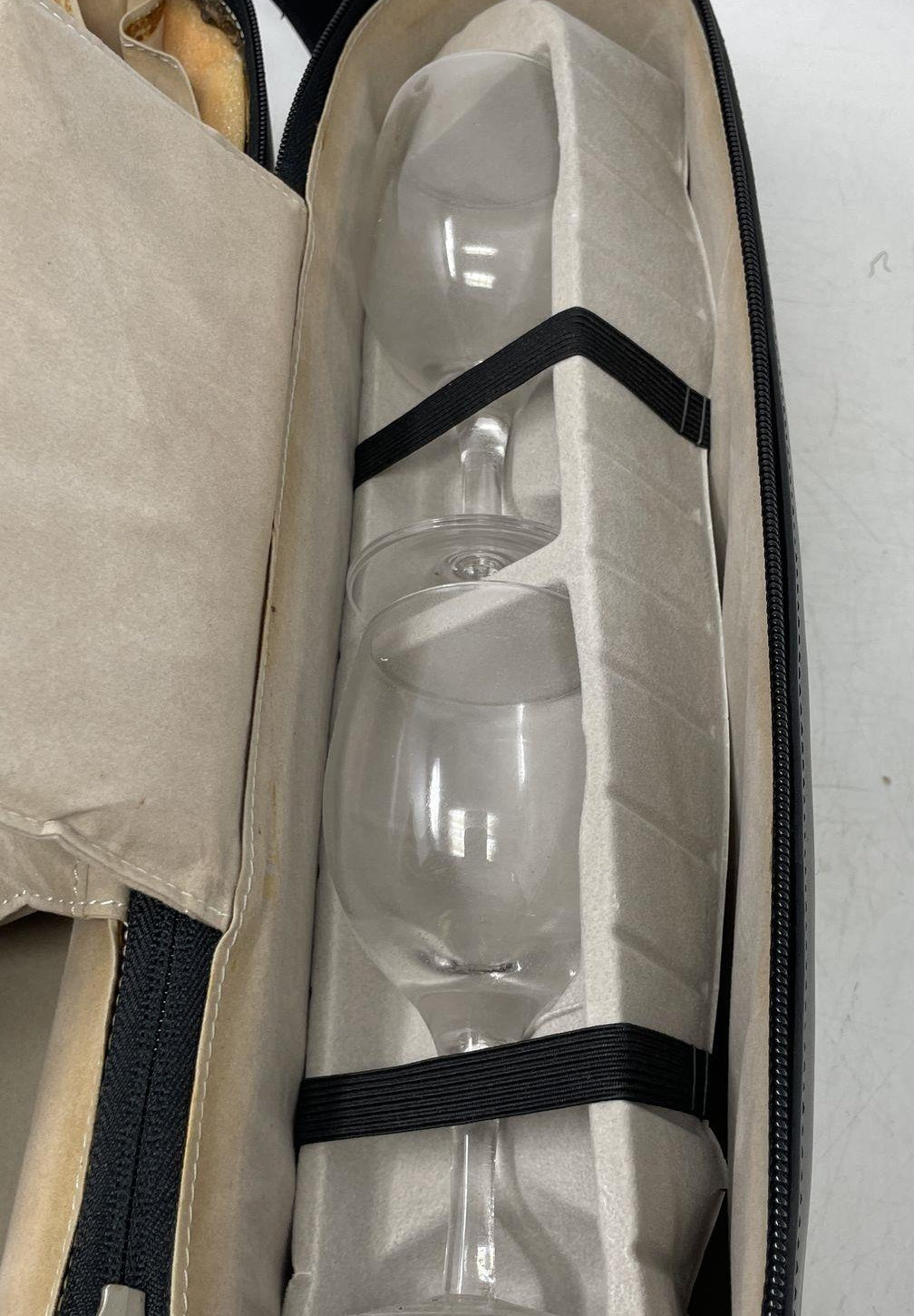 Brookstone Leather Wine Travel Case with Glasses & Bar Tools