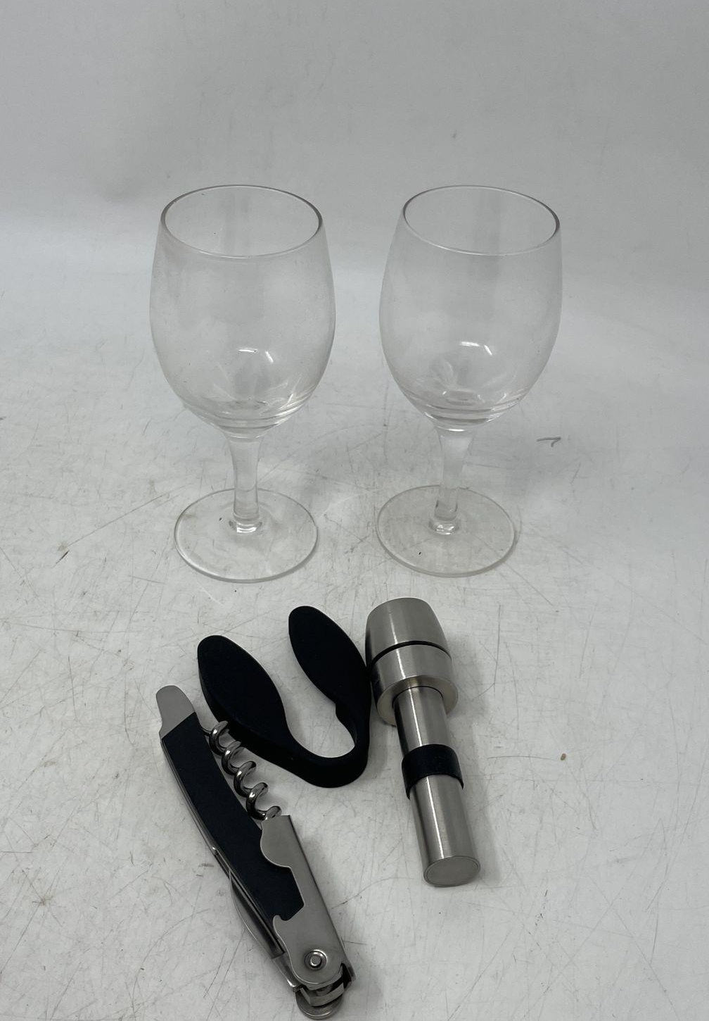 Brookstone Leather Wine Travel Case with Glasses & Bar Tools