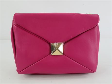 Urban Expressions Magenta Ribbon Quilted Shoulder Bag Gold Chain (C3861)