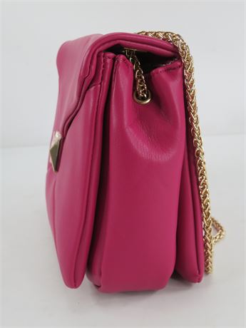 Urban Expressions Magenta Ribbon Quilted Shoulder Bag Gold Chain (C3861)