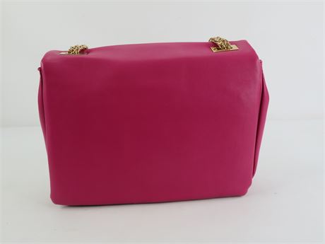 Urban Expressions Magenta Ribbon Quilted Shoulder Bag Gold Chain (C3861)