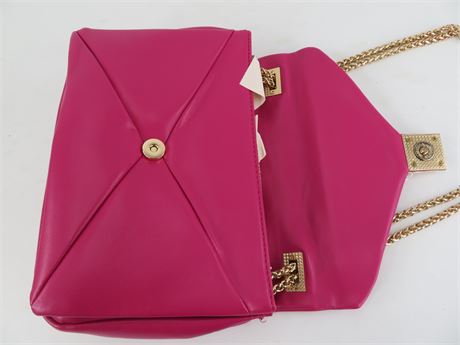 Urban Expressions Magenta Ribbon Quilted Shoulder Bag Gold Chain (C3861)