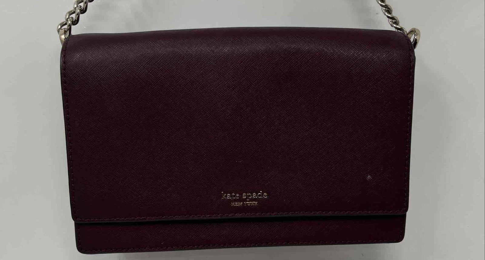 Kate Spade New York Burgundy Leather Wallet-on-Chain Crossbody