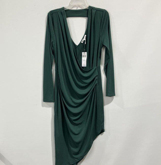 BCBG Generation Dark Green Asymmetrical Drape Dress Size Large