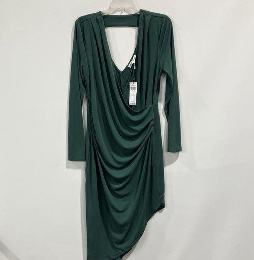 BCBG Generation Dark Green Asymmetrical Drape Dress Size Large