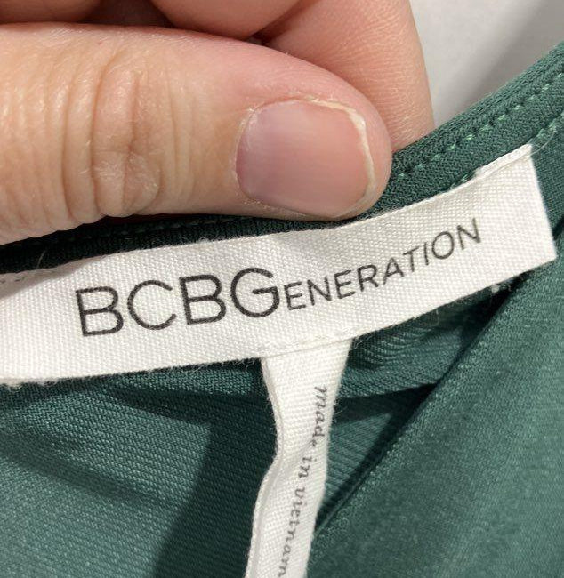 BCBG Generation Dark Green Asymmetrical Drape Dress Size Large