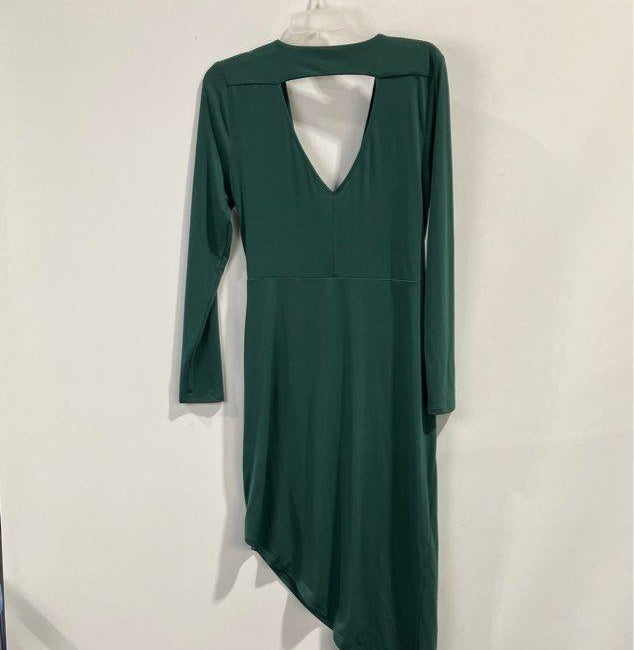 BCBG Generation Dark Green Asymmetrical Drape Dress Size Large