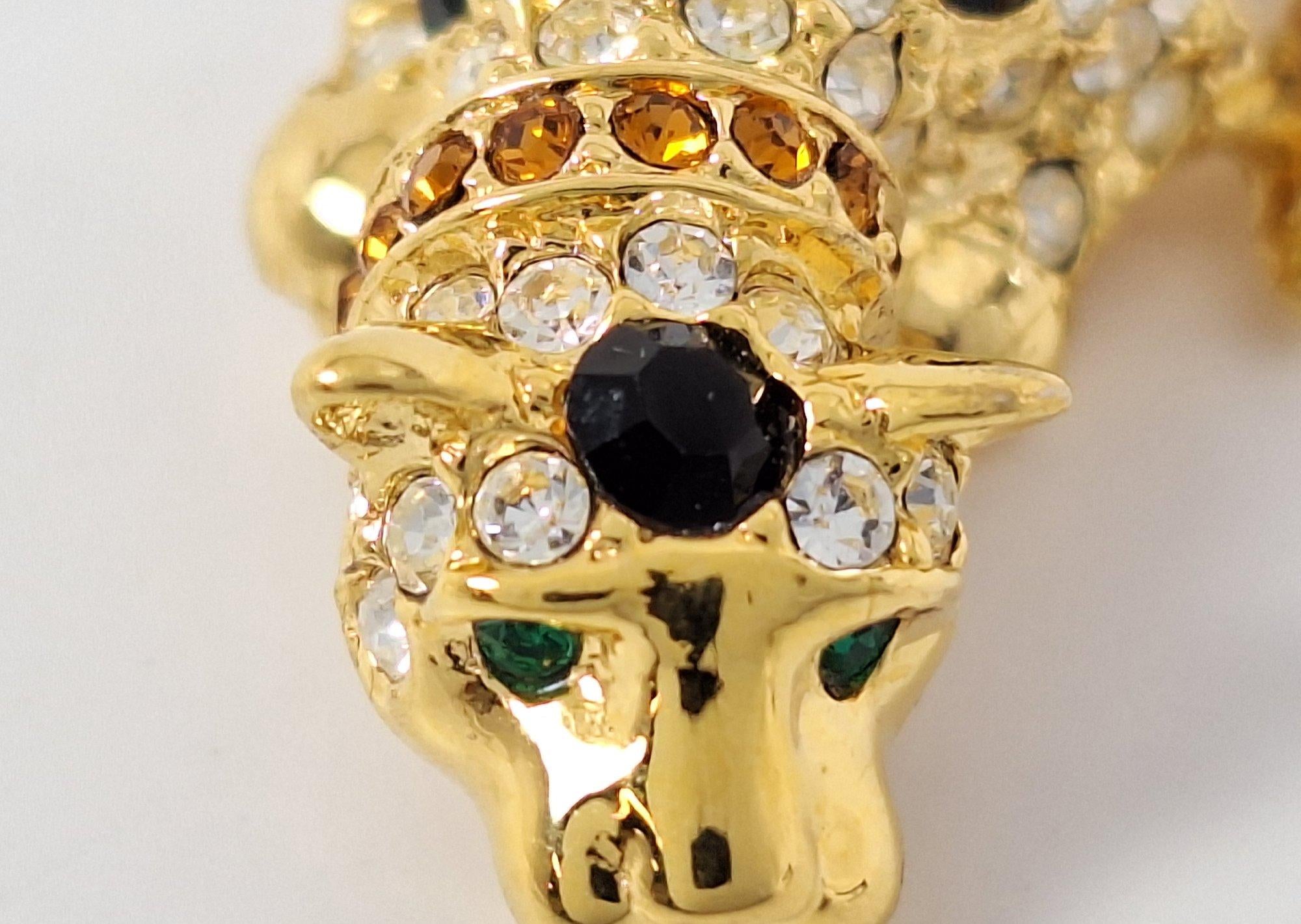 80's Georgio Gold Tone & Rhinestone Leopard Brooch