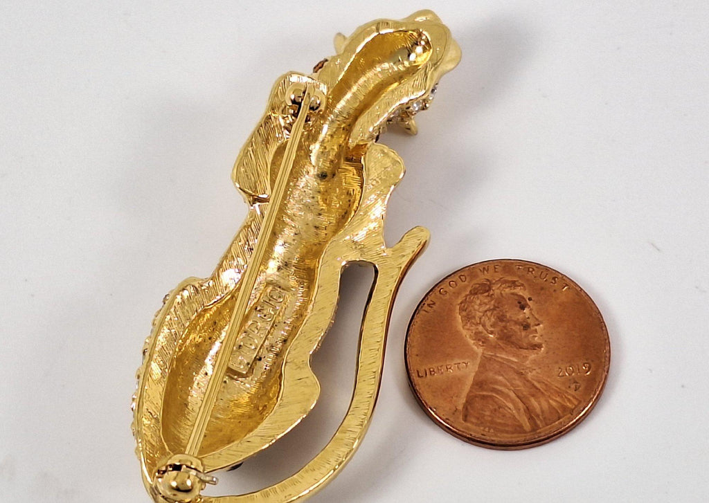 80's Georgio Gold Tone & Rhinestone Leopard Brooch