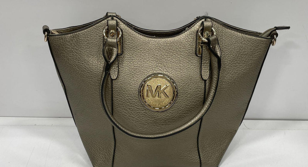 Michael Kors Fulton Metallic Bronze Pebbled Leather Shoulder Bag