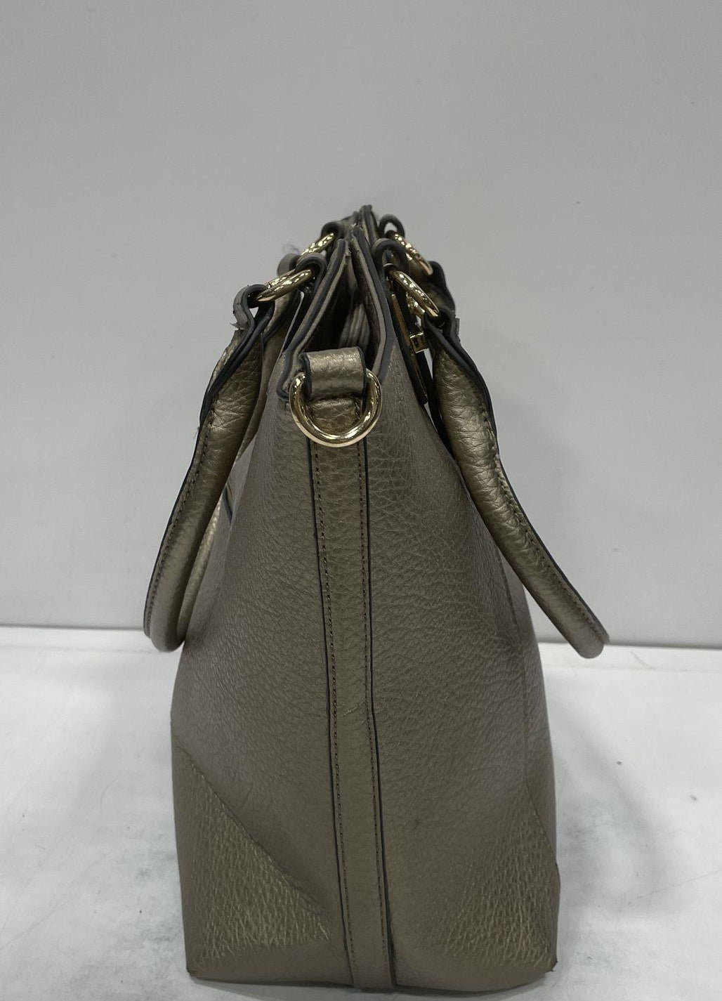Michael Kors Fulton Metallic Bronze Pebbled Leather Shoulder Bag