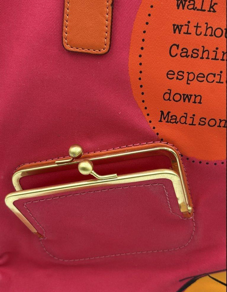 Coach Pink Orange Bonnie Cashin Illustration Canvas Tote Bag & Wallet Set COA