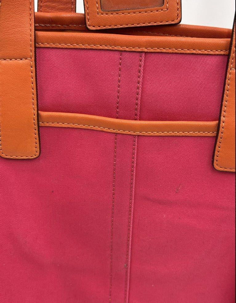 Coach Pink Orange Bonnie Cashin Illustration Canvas Tote Bag & Wallet Set COA