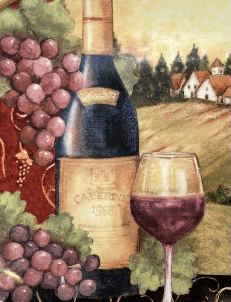 Certified International 16 Inch Wine and Grape Decorative Platter with Stand