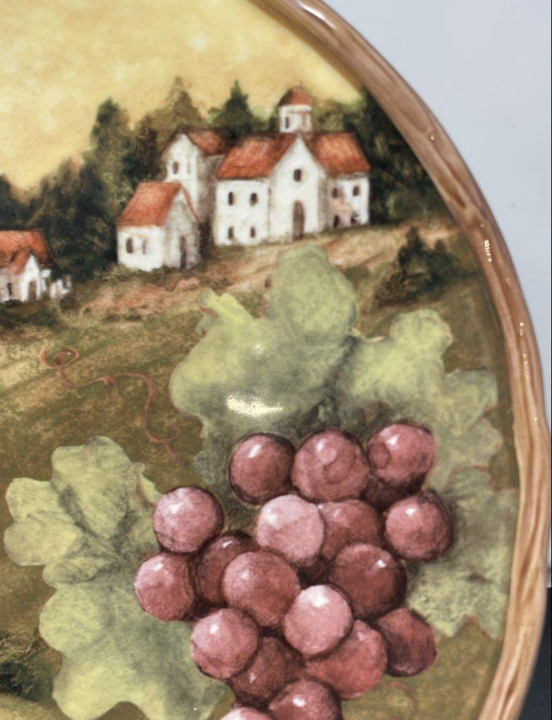 Certified International 16 Inch Wine and Grape Decorative Platter with Stand