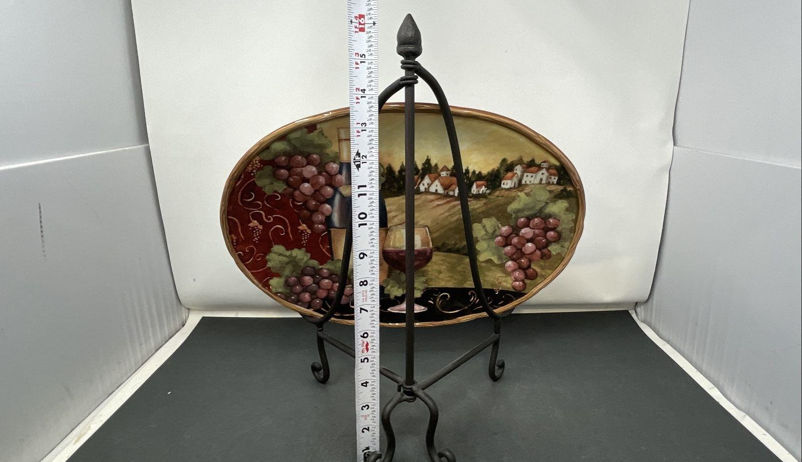 Certified International 16 Inch Wine and Grape Decorative Platter with Stand