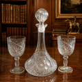 Libbey Wellington Clear Glass 3 Piece Set Decanter and 2 Wine Goblets Vintage