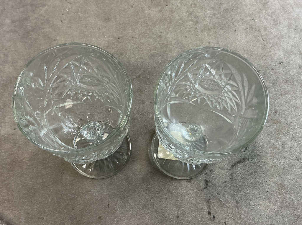 Libbey Wellington Clear Glass 3 Piece Set Decanter and 2 Wine Goblets Vintage
