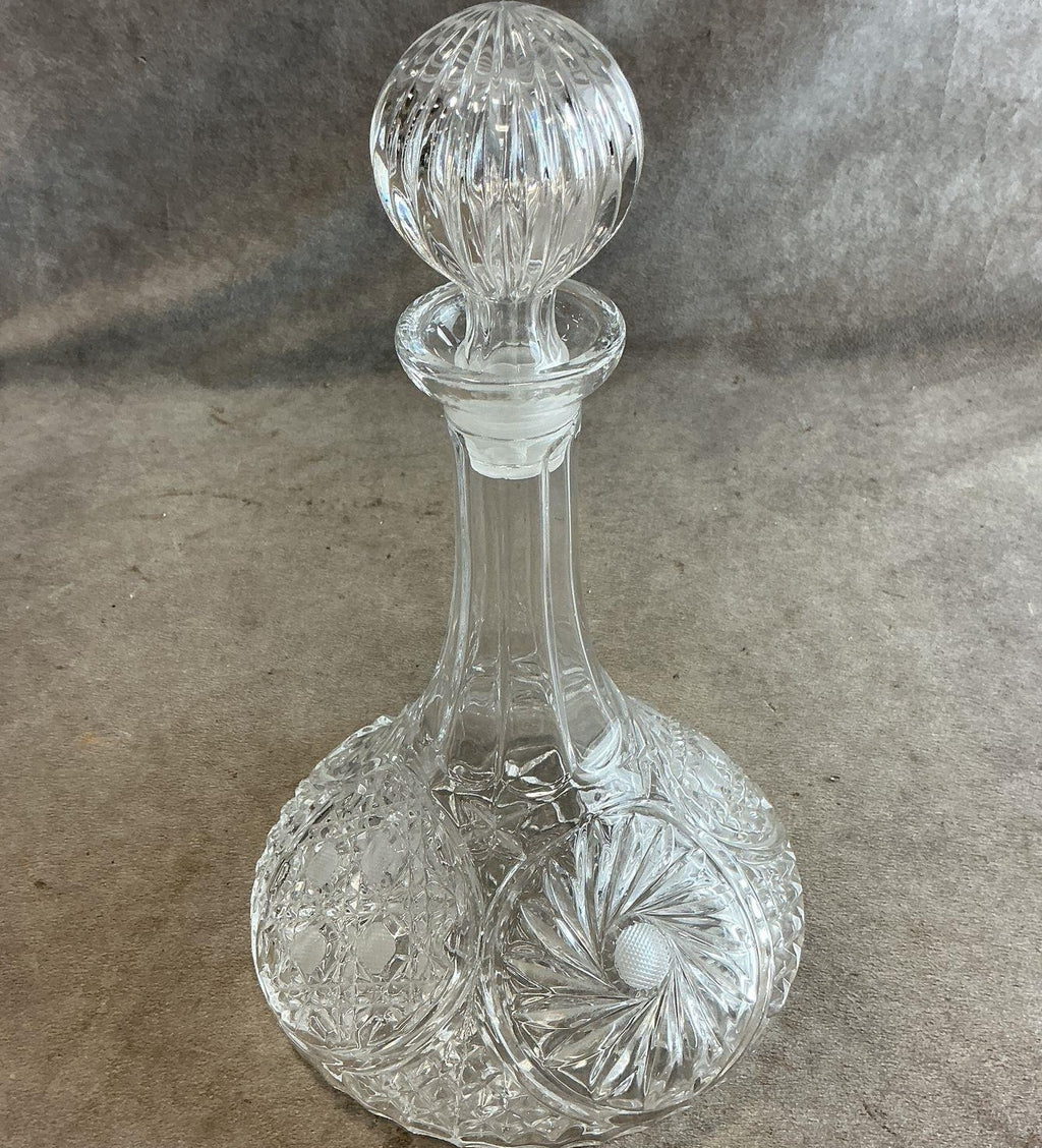 Libbey Wellington Clear Glass 3 Piece Set Decanter and 2 Wine Goblets Vintage