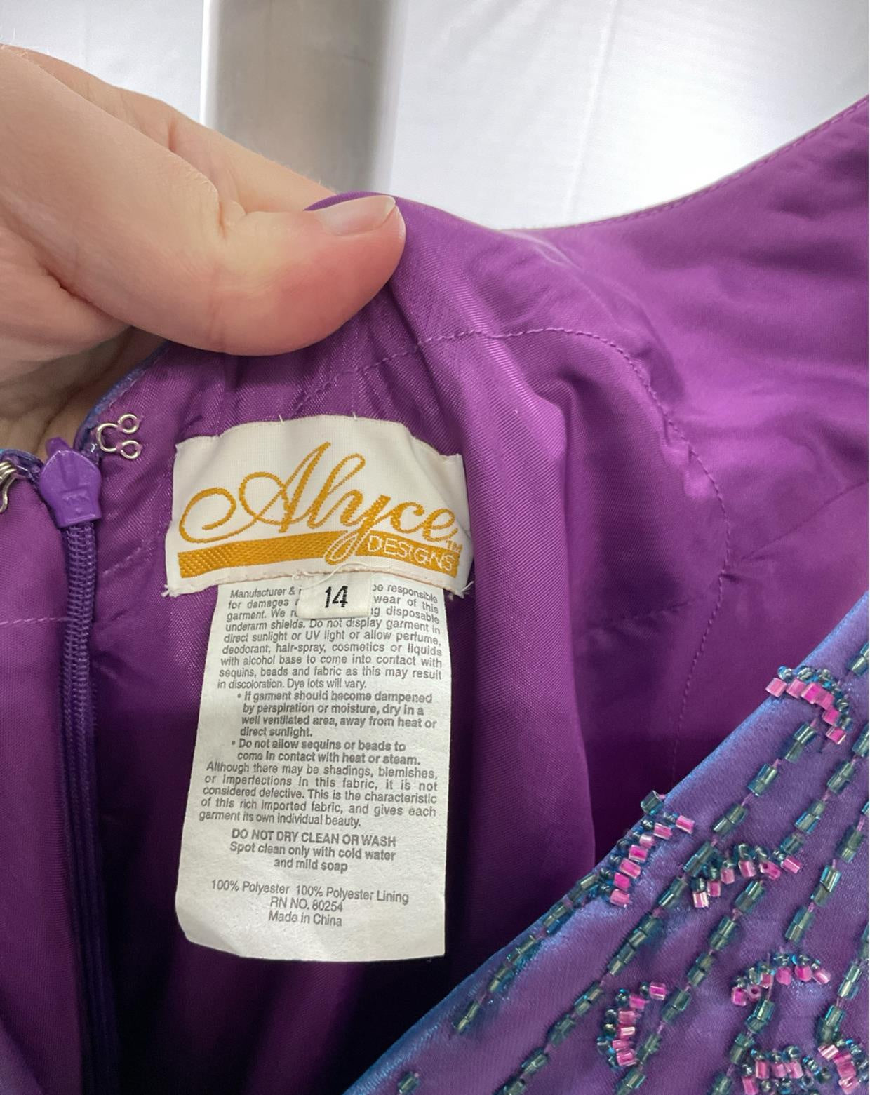 Alyce Designs Purple Beaded Formal Dress Size 14