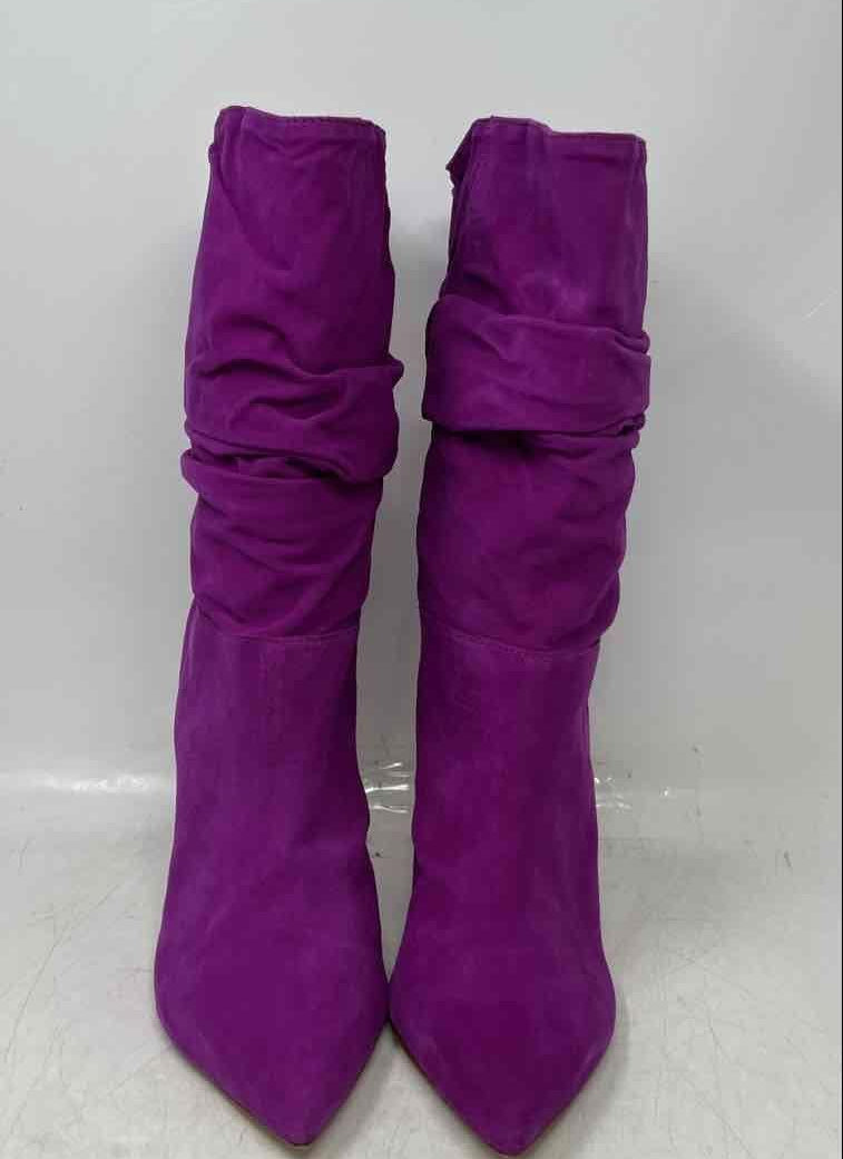 Schutz Ashlee Purple Suede Slouchy Pointed-Toe Boots Size 8.5B