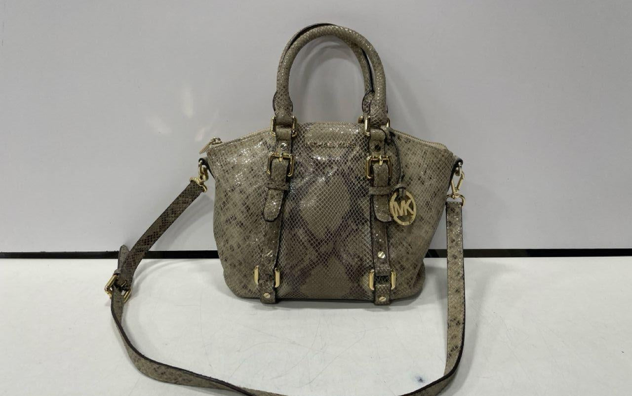 Michael Kors Python Print Satchel Bag with Shoulder Strap