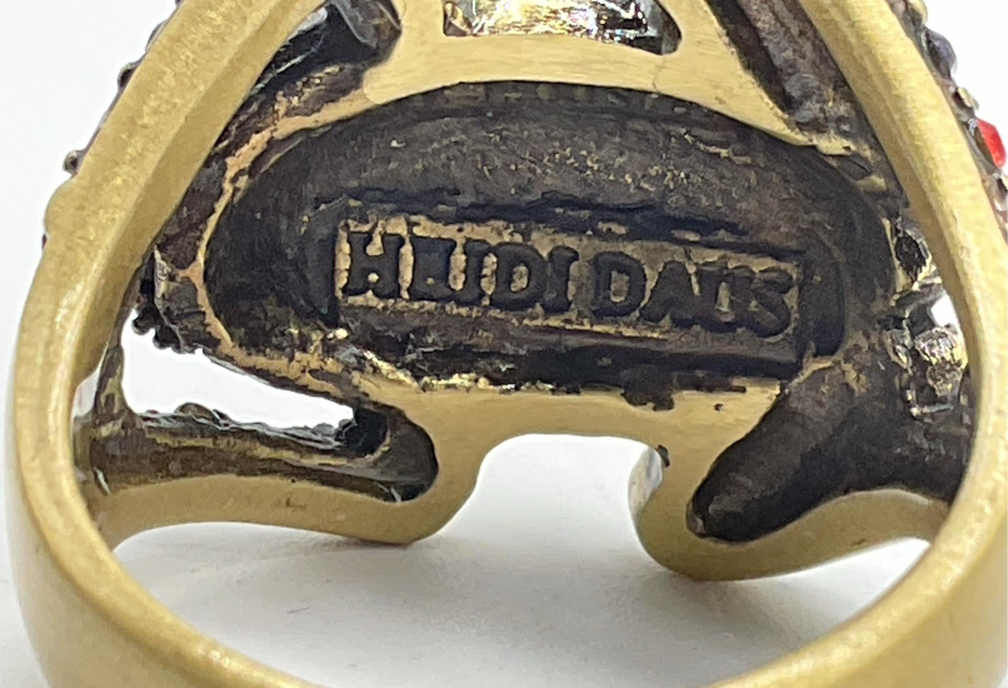 Signed Heidi Daus Crystal Frog Ring, Size 9.5